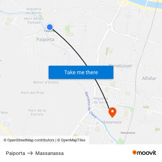 Paiporta to Massanassa map
