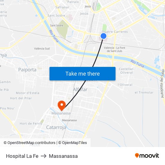 Hospital La Fe to Massanassa map