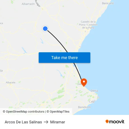 Arcos De Las Salinas to Miramar map