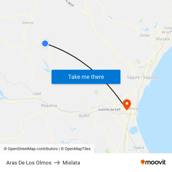 Aras De Los Olmos to Mislata map