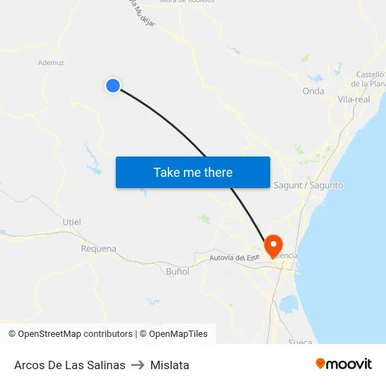 Arcos De Las Salinas to Mislata map