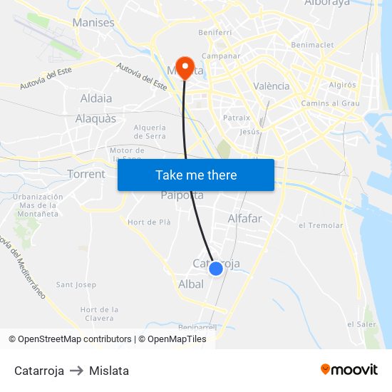 Catarroja to Mislata map
