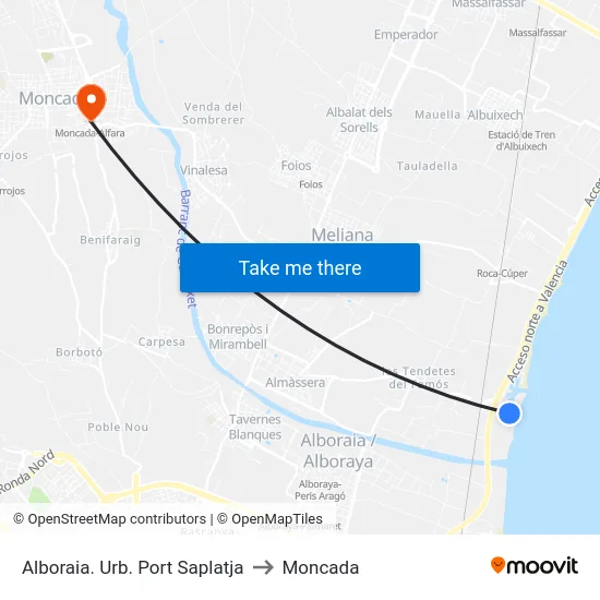Alboraia. Urb. Port Saplatja to Moncada map