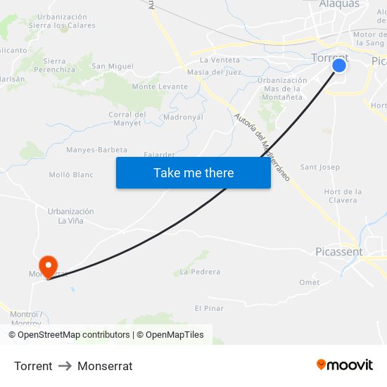 Torrent to Monserrat map