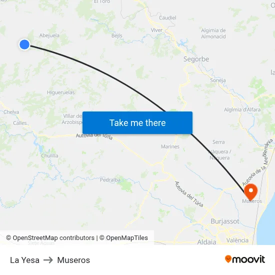 La Yesa to Museros map