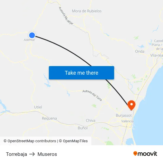 Torrebaja to Museros map