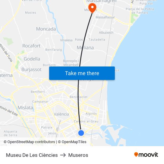 Museu De Les Ciències to Museros map