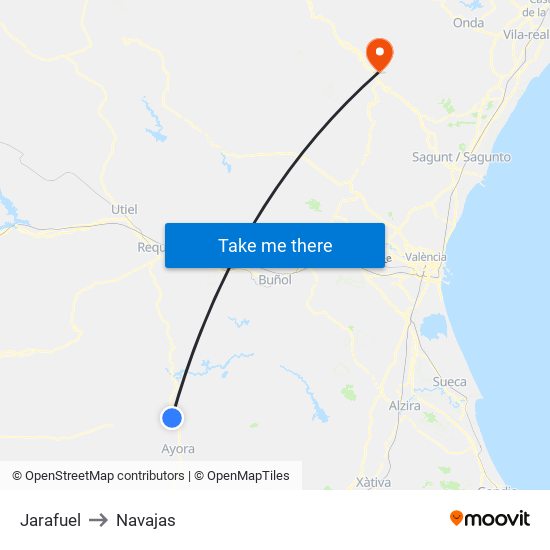 Jarafuel to Navajas map