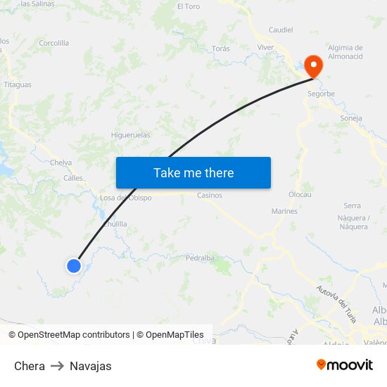 Chera to Navajas map