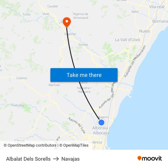 Albalat Dels Sorells to Navajas map