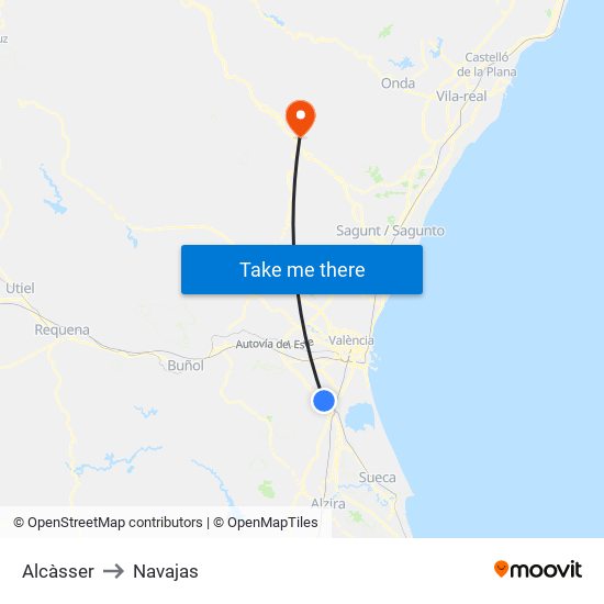 Alcàsser to Navajas map