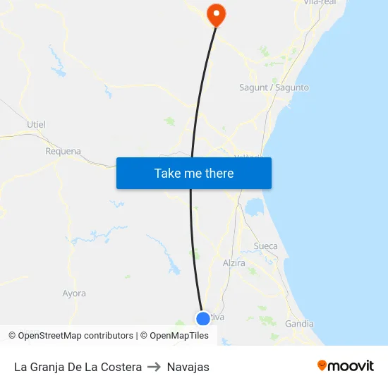 La Granja De La Costera to Navajas map