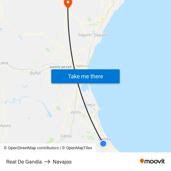 Real De Gandía to Navajas map
