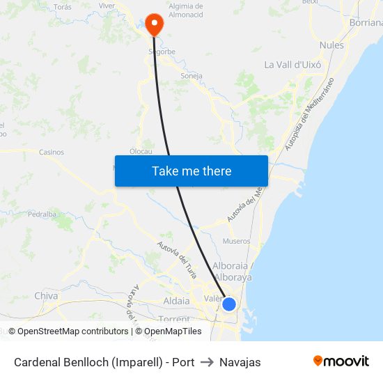 Cardenal Benlloch (Imparell) - Port to Navajas map