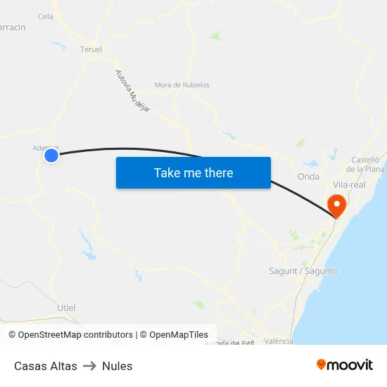 Casas Altas to Nules map