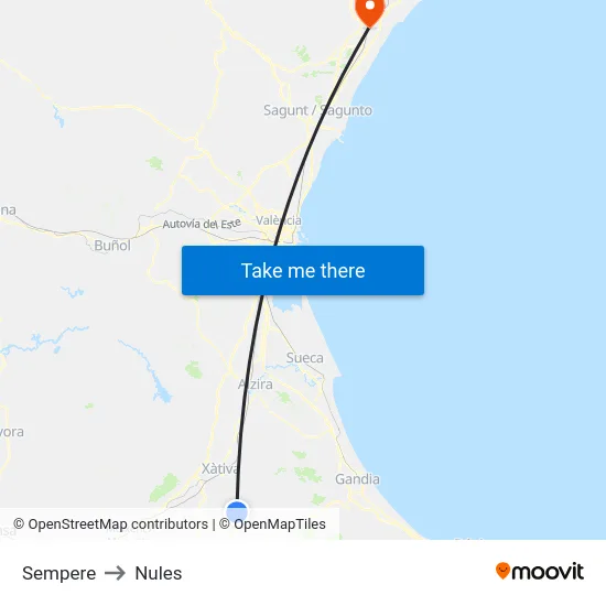 Sempere to Nules map