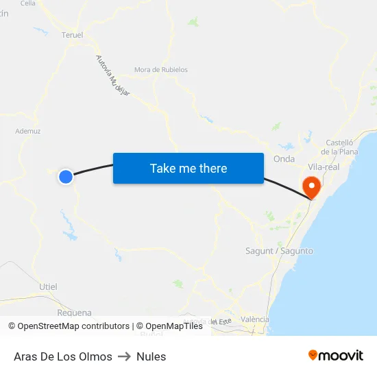 Aras De Los Olmos to Nules map