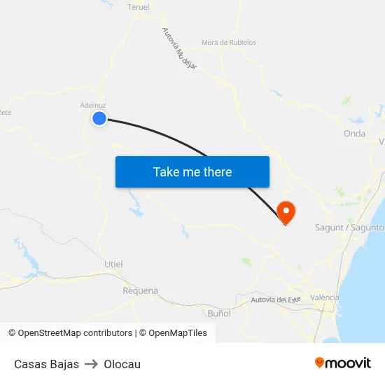 Casas Bajas to Olocau map
