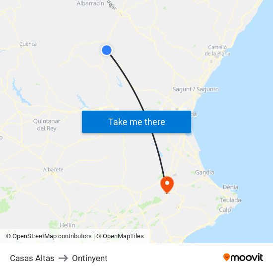 Casas Altas to Ontinyent map