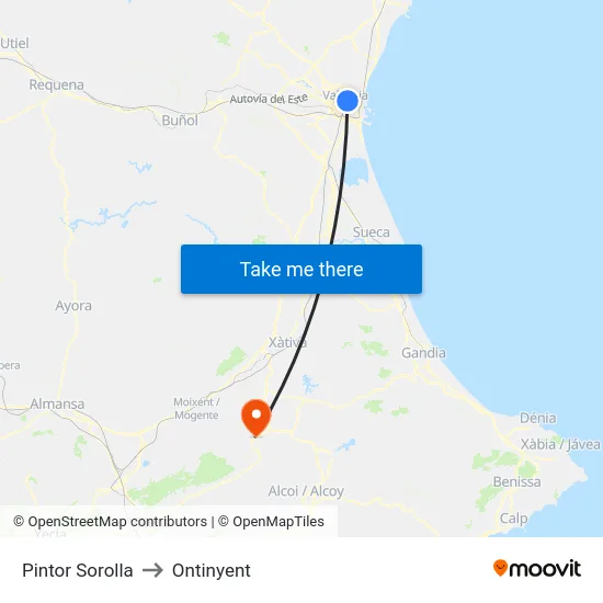 Pintor Sorolla to Ontinyent map