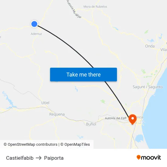 Castielfabib to Paiporta map