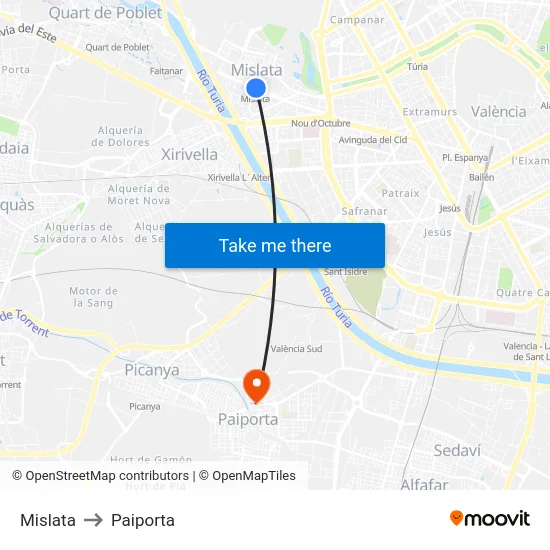 Mislata to Paiporta map