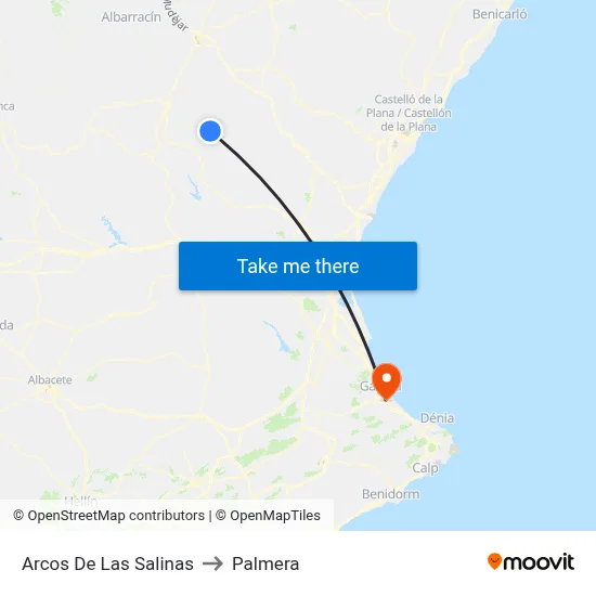 Arcos De Las Salinas to Palmera map