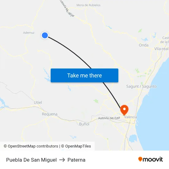Puebla De San Miguel to Paterna map