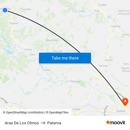 Aras De Los Olmos to Paterna map