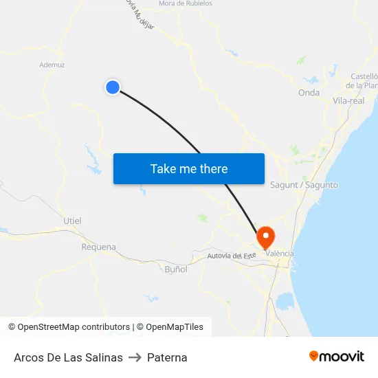 Arcos De Las Salinas to Paterna map