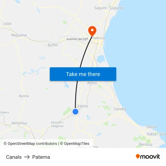 Canals to Paterna map