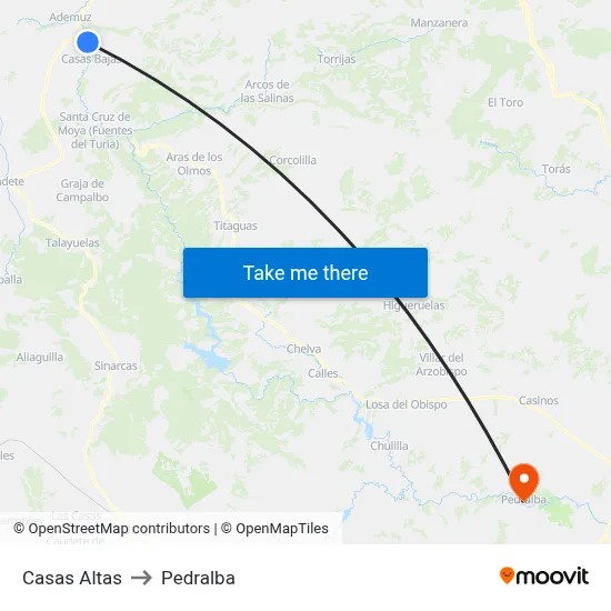 Casas Altas to Pedralba map