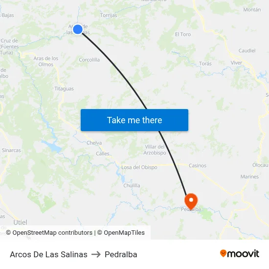 Arcos De Las Salinas to Pedralba map
