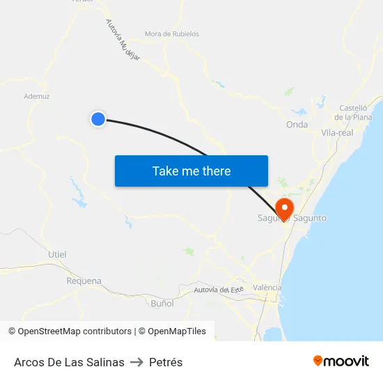 Arcos De Las Salinas to Petrés map