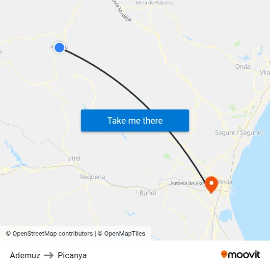 Ademuz to Picanya map