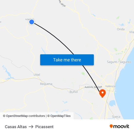 Casas Altas to Picassent map
