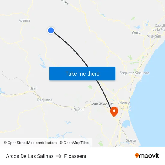 Arcos De Las Salinas to Picassent map