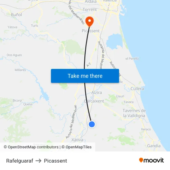 Rafelguaraf to Picassent map