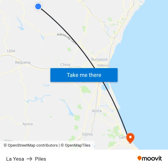 La Yesa to Piles map