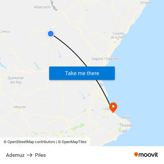 Ademuz to Piles map