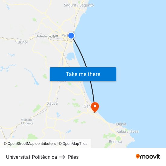 Universitat Politècnica to Piles map