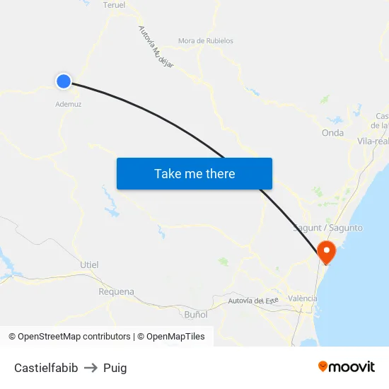 Castielfabib to Puig map