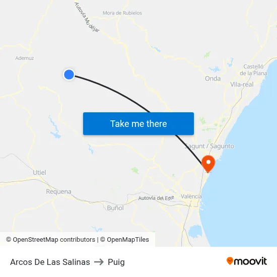 Arcos De Las Salinas to Puig map