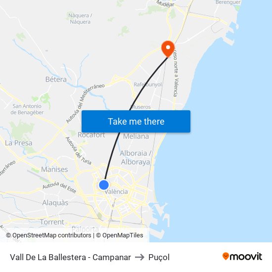 Vall De La Ballestera - Campanar to Puçol map