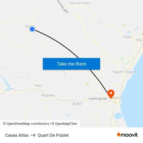 Casas Altas to Quart De Poblet map