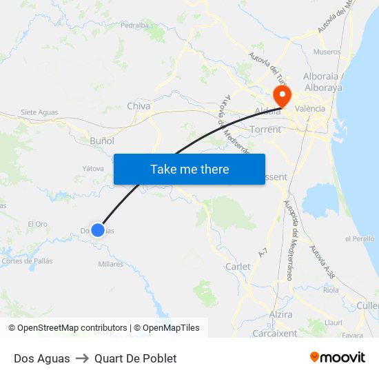 Dos Aguas to Quart De Poblet map