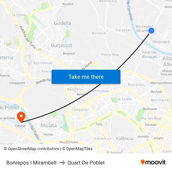 Bonrepòs I Mirambell to Quart De Poblet map
