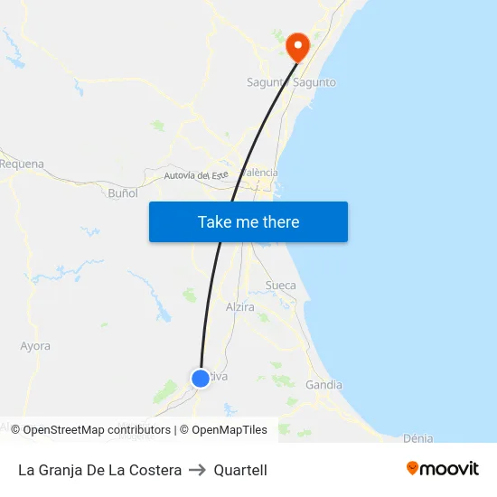 La Granja De La Costera to Quartell map