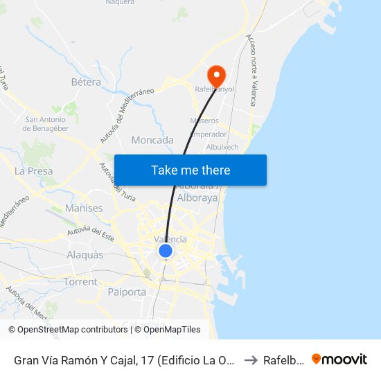 Gran Vía Ramón Y Cajal, 17 (Edificio La Once) [València] to Rafelbuñol map