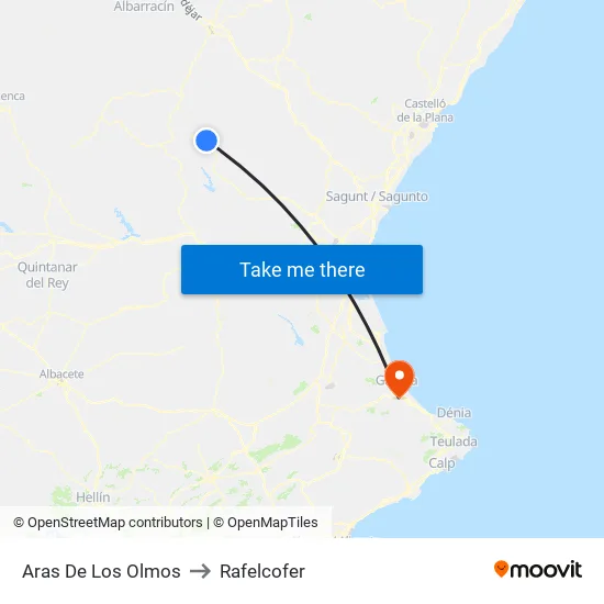 Aras De Los Olmos to Rafelcofer map
